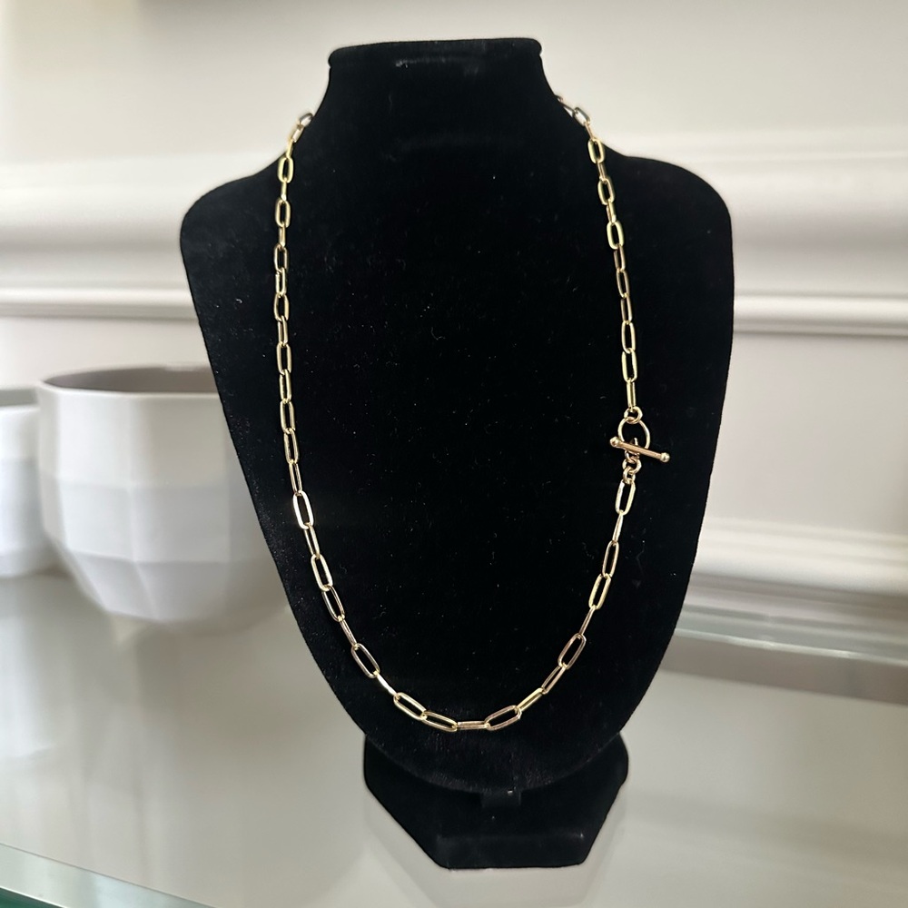 Ross Simons RS Pure Italian 14K Gold Paper Clip Chain Toggle Necklace, 18 inches